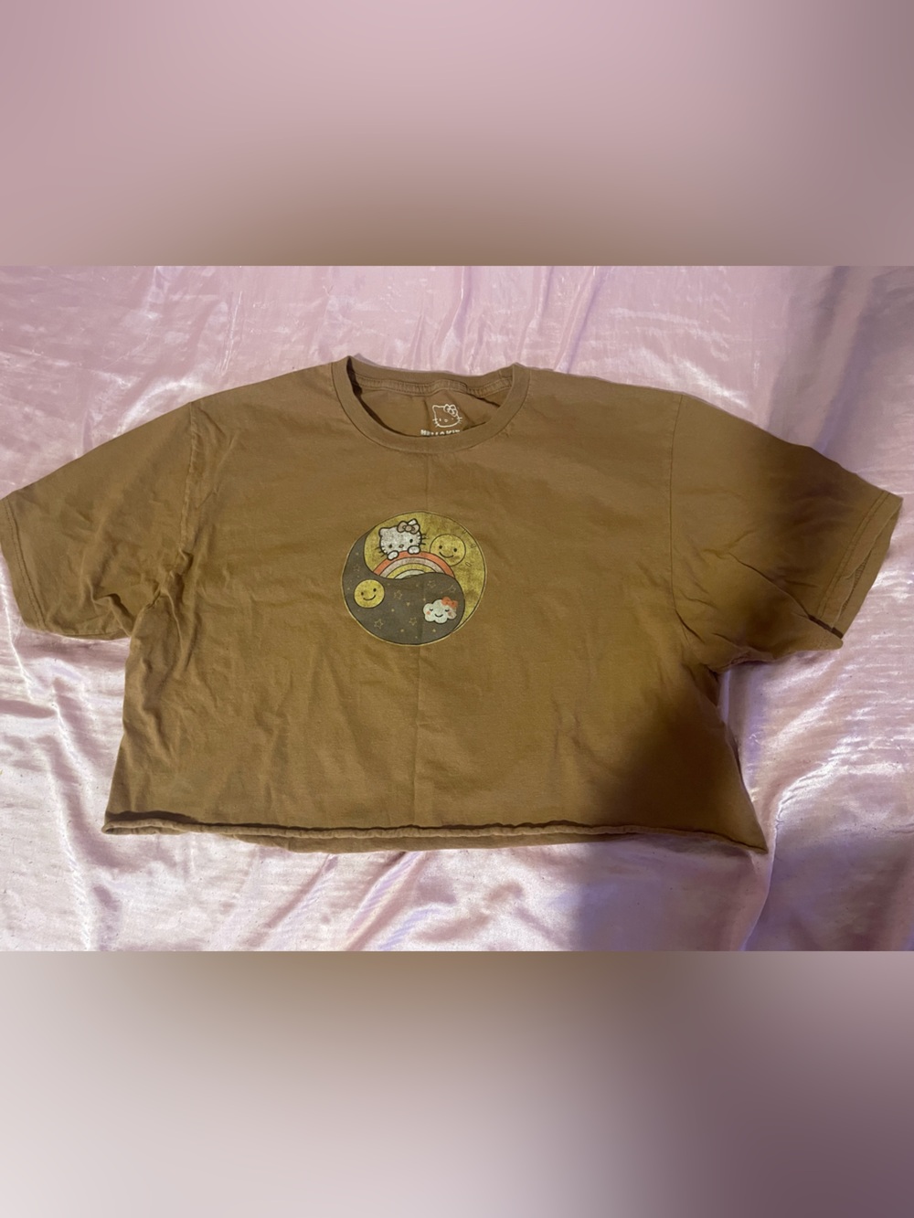 Brown Graphic Tee with Cute Hello Kitty Print